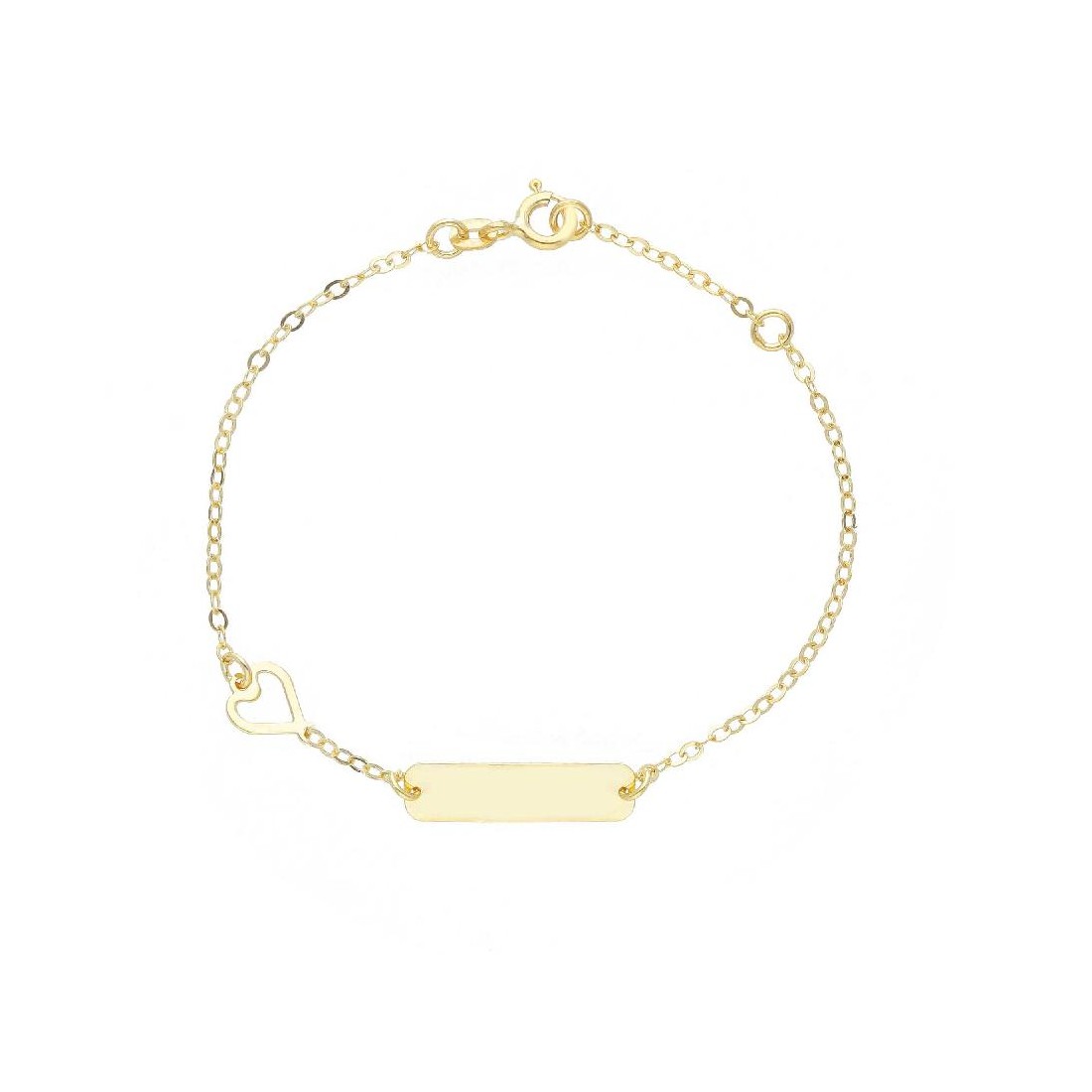 Bracciale targa in oro giallo 375/°°° con cuore