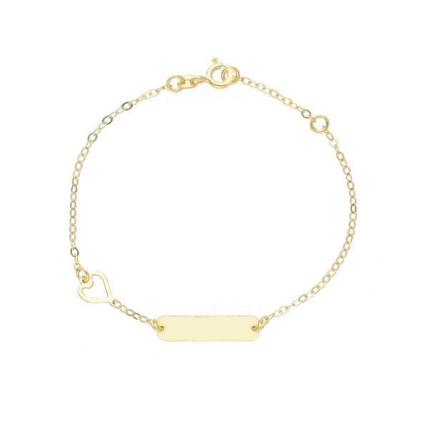 Bracciale targa in oro giallo 375/°°° con cuore