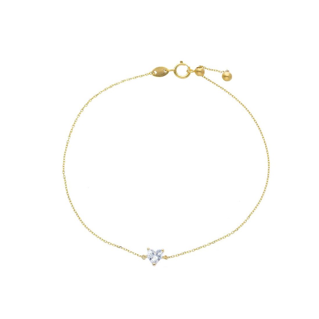 Bracciale in oro giallo 375/ooo e zirconia cubica con cuore