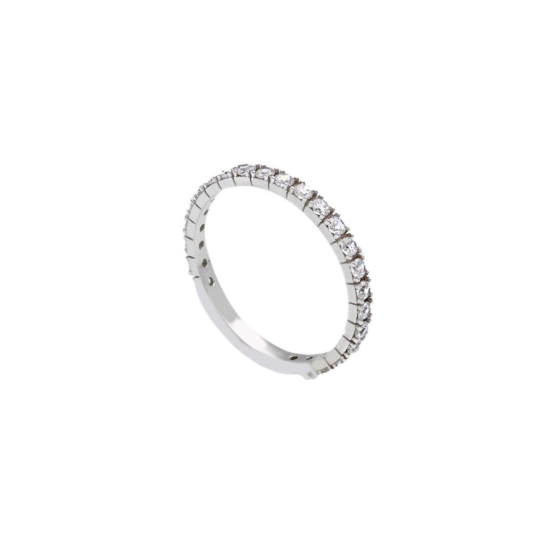 Anello riviere in oro bianco 375/ooo e zirconia cubica