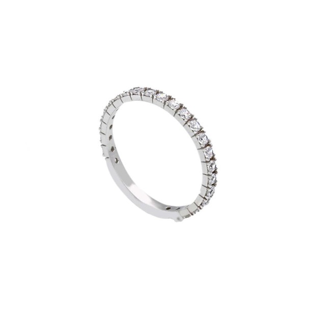 Anello riviere in oro bianco 375/ooo e zirconia cubica