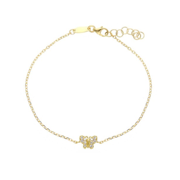 Bracciale in oro giallo 375/ooo e zirconia cubica con farfalla