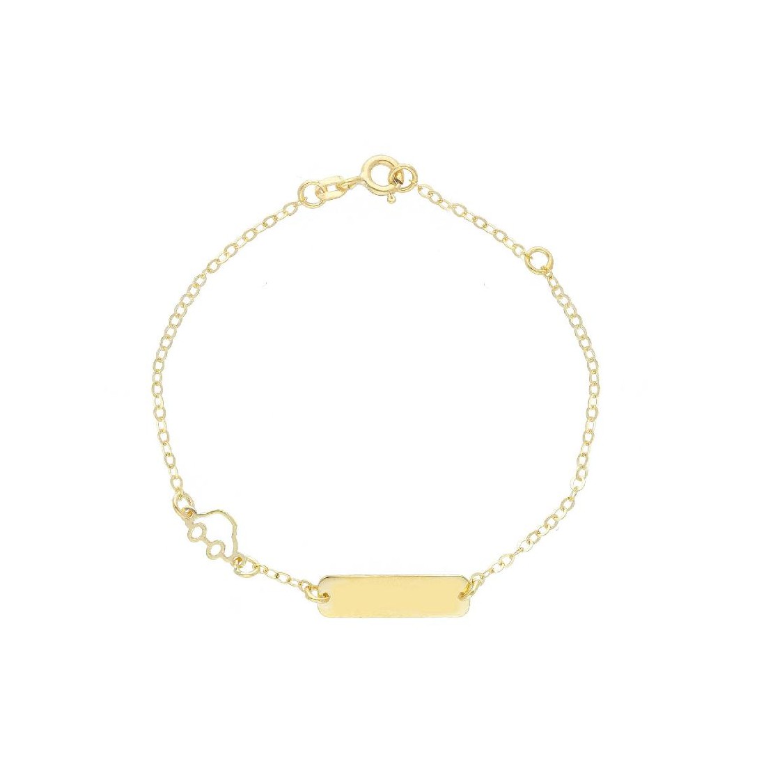 Bracciale targa in oro giallo 375/°°° con macchina