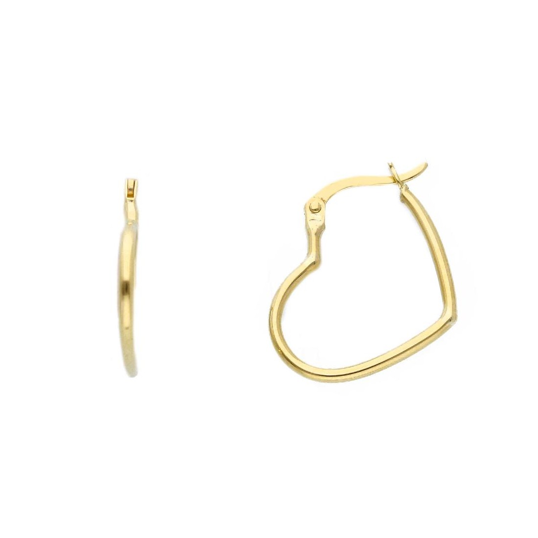 Orecchini cerchio in oro giallo 375/°°° con cuore
