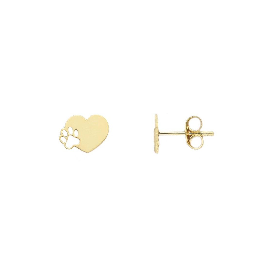 Orecchini lobo in oro giallo 375/ooo  con cuore