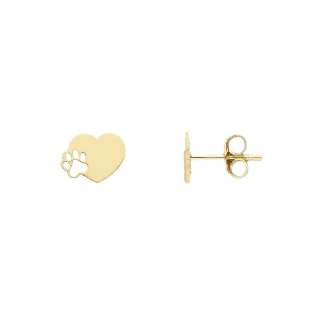 Orecchini lobo in oro giallo 375/ooo  con cuore