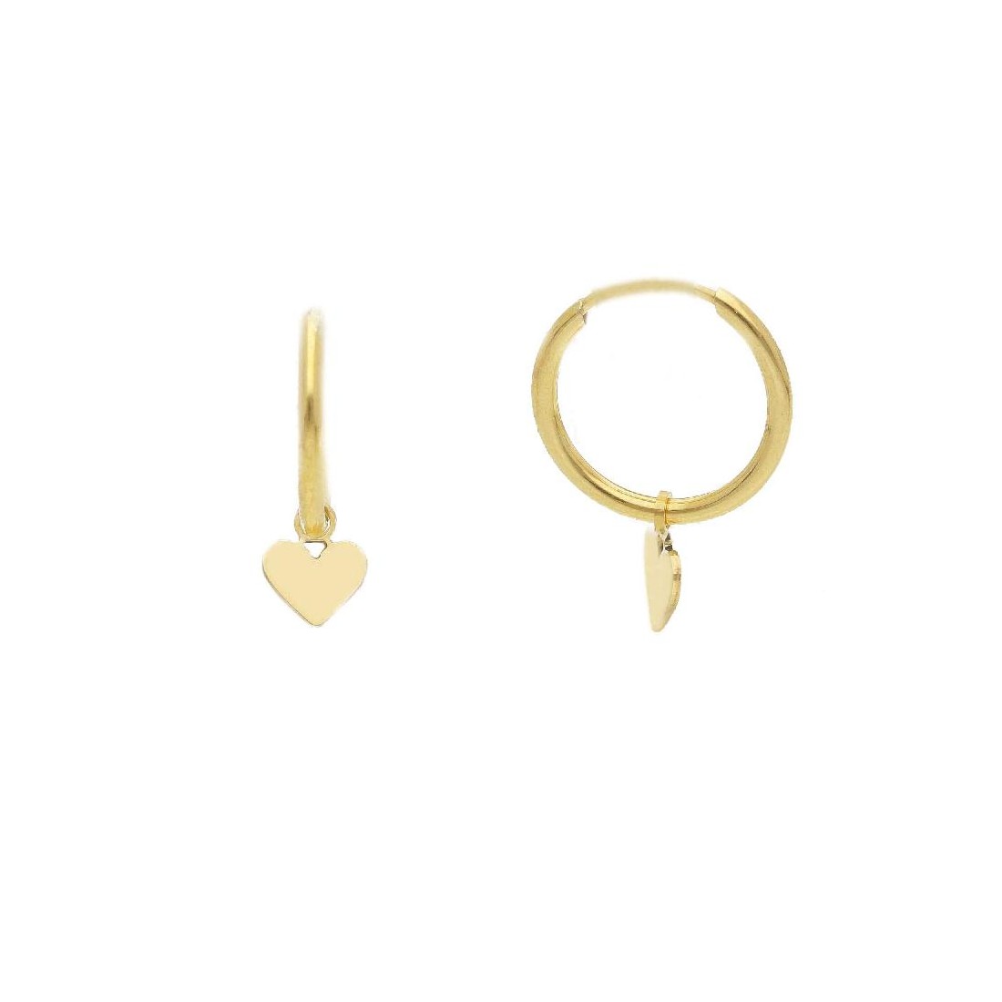 Orecchini pendenti in oro giallo 375/ooo con cuore