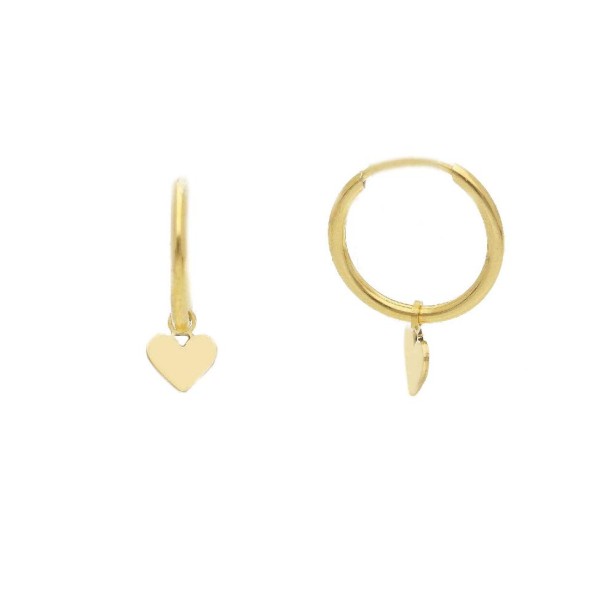 Orecchini pendenti in oro giallo 375/ooo con cuore