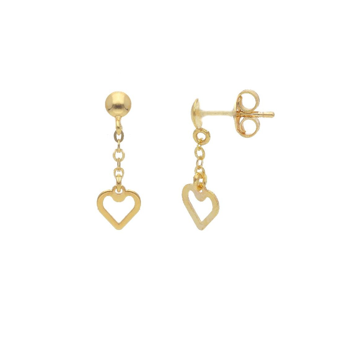 Orecchino pendente in oro giallo 375/°°° con cuore