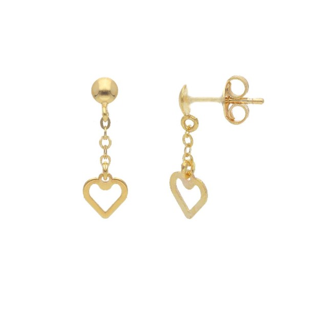 Orecchino pendente in oro giallo 375/°°° con cuore
