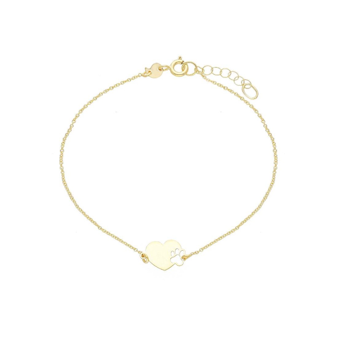 Bracciale in oro giallo 375/ooo con cuore e zampa