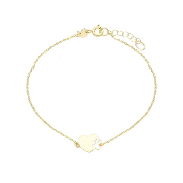 Bracciale in oro giallo 375/ooo con cuore e zampa