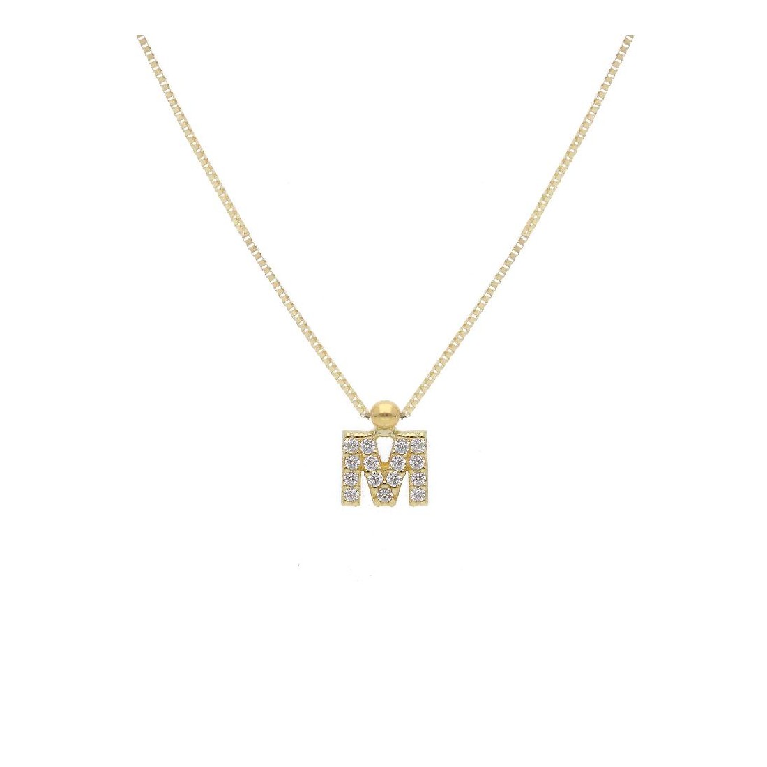 Girocollo in oro giallo 375/°°° e zirconia cubica con iniziale