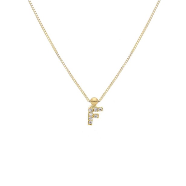 Girocollo in oro giallo 375/°°° e zirconia cubica con iniziale