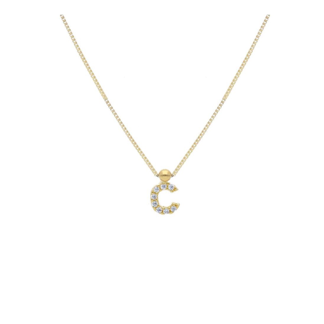 Girocollo in oro giallo 375/°°° e zirconia cubica con iniziale