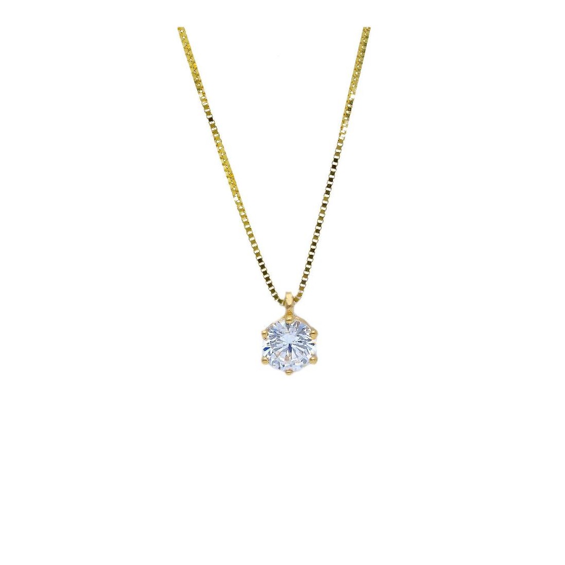 Girocollo punto luce in oro giallo 375/ooo e zirconia cubica