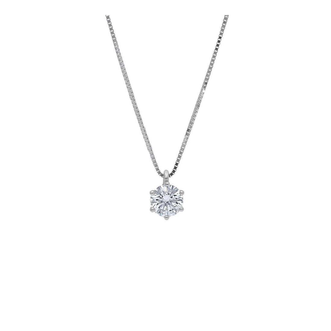 Girocollo punto luce in oro bianco 375/ooo e zirconia cubica