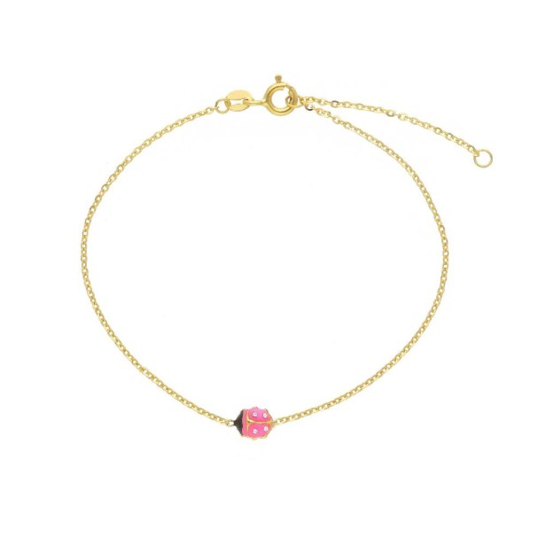 Bracciale in oro giallo 375/ooo e smalto con coccinella