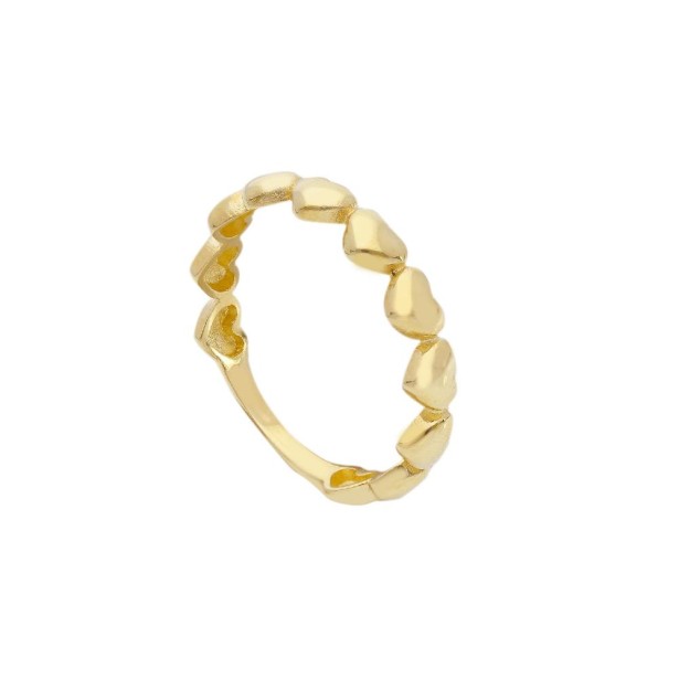 Anello fedina in oro giallo 375/ooo con cuori