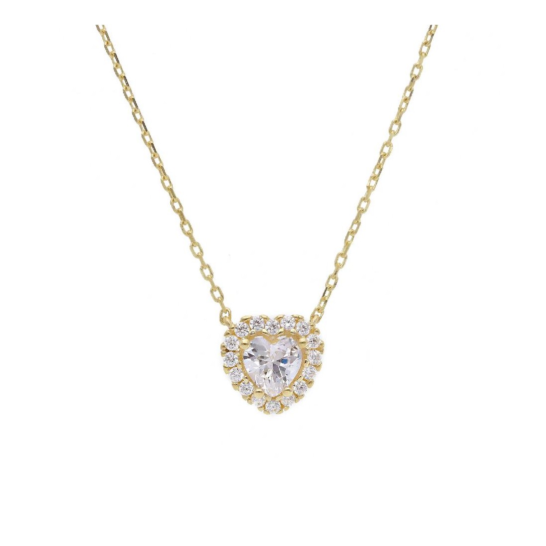 Girocollo in oro giallo 375/°°° e zirconia cubica con cuore