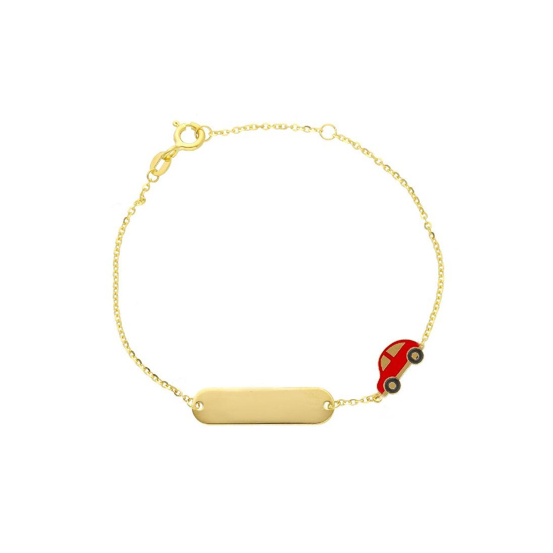 Bracciale targa in oro giallo 375/°°° e smalto con automobile
