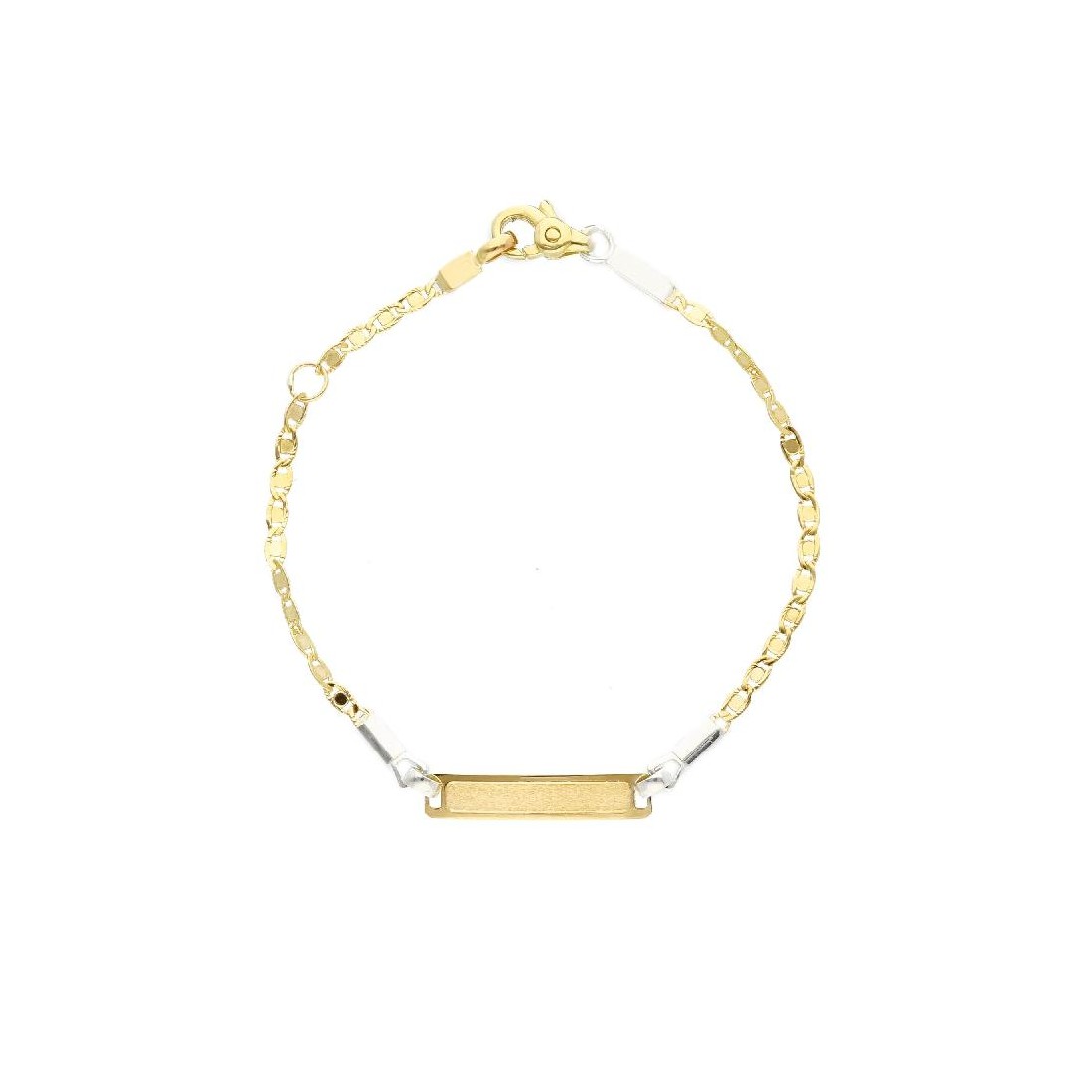 Bracciale targa in oro giallo e bianco 375/°°°