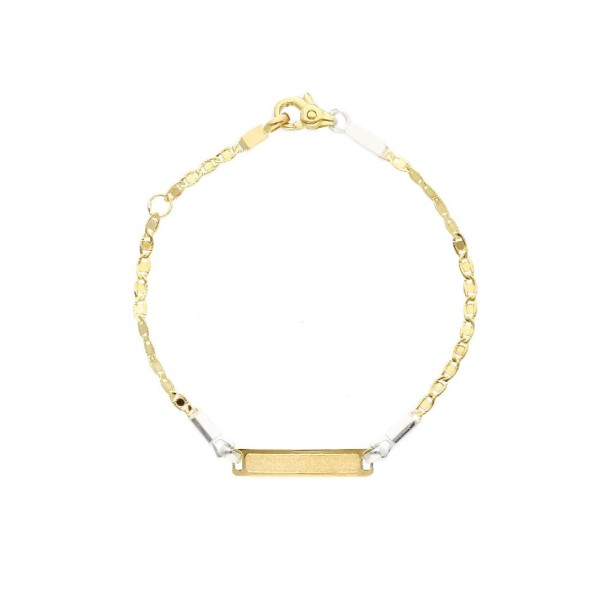 Bracciale targa in oro giallo e bianco 375/°°°