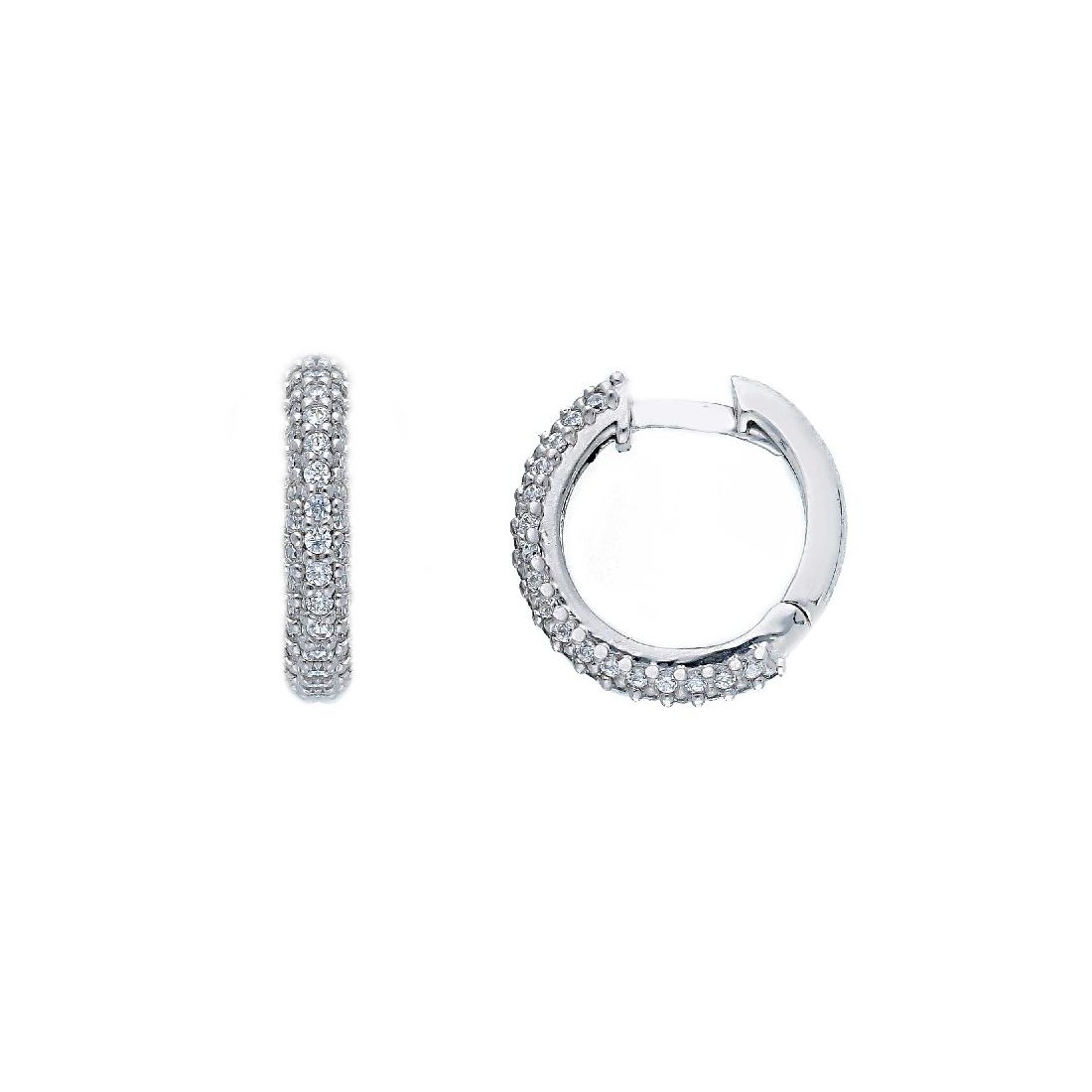 Orecchini cerchio in oro bianco 375/°°° e zirconia