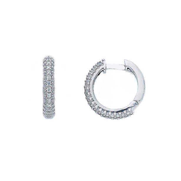 Orecchini cerchio in oro bianco 375/°°° e zirconia