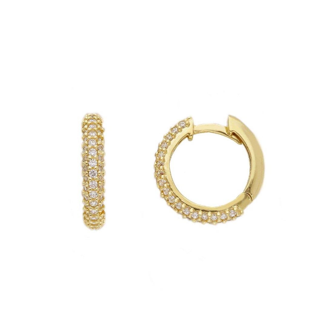 Orecchini cerchio in oro giallo 375/°°° e zirconia