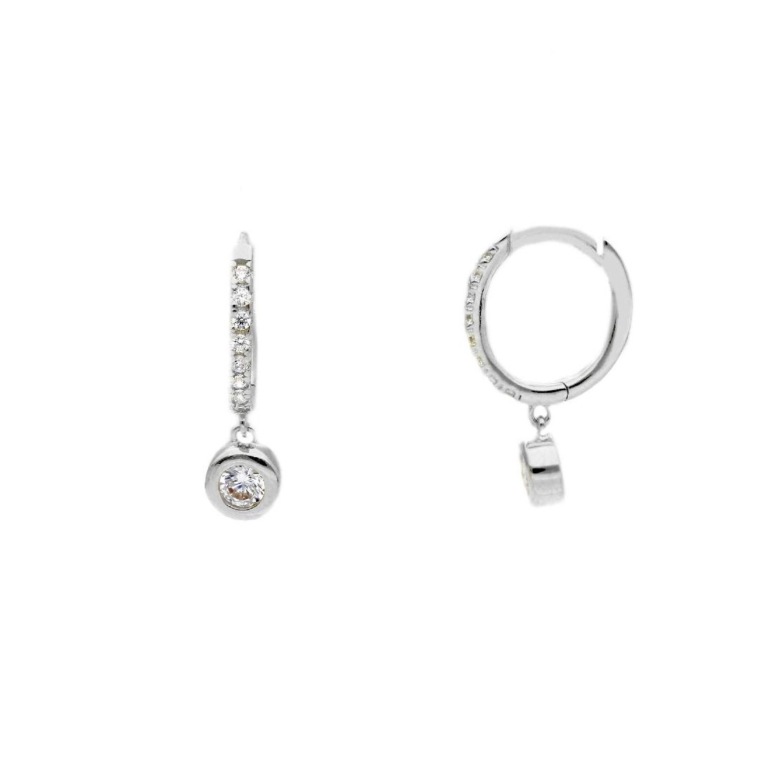 Orecchini pendenti in oro bianco 375/ooo e zirconia cubica
