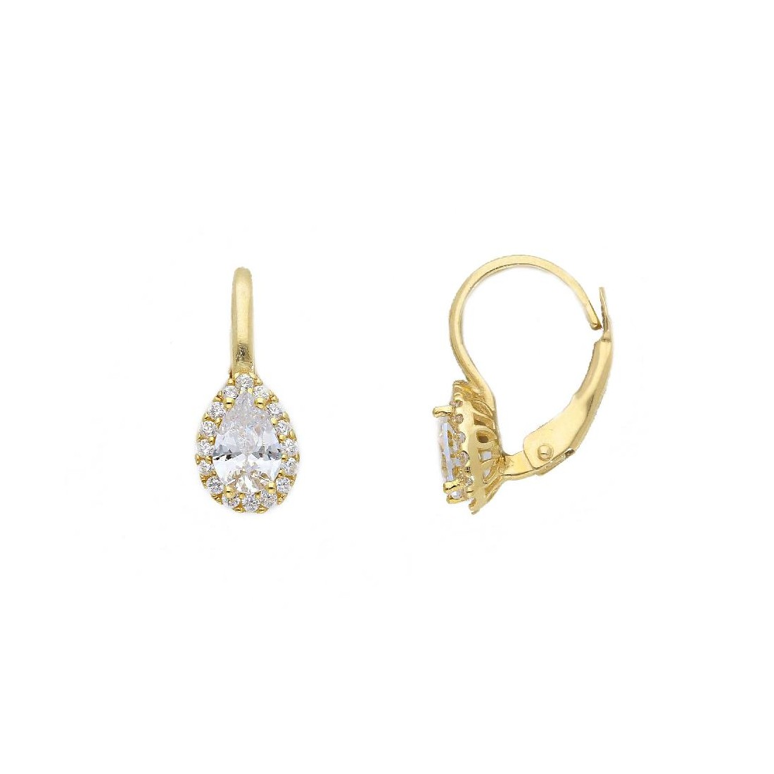 Orecchini monachella in oro bianco 375/°°° e zirconia cubica