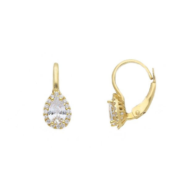 Orecchini monachella in oro bianco 375/°°° e zirconia cubica