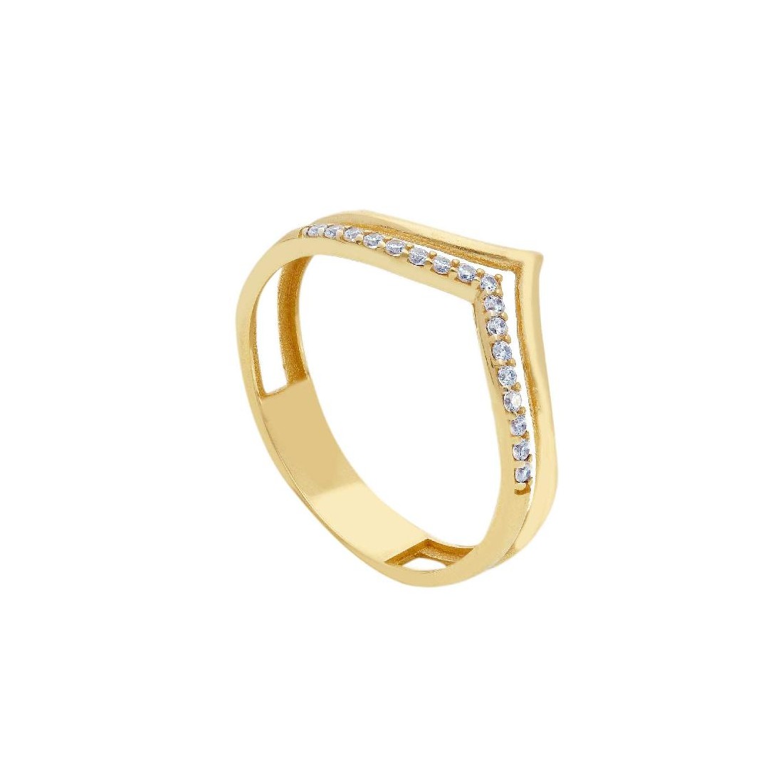 Anello in oro giallo 375/°°° e zirconia cubica