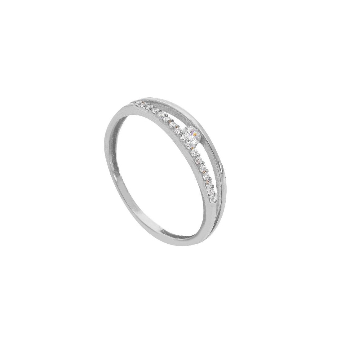 Anello in oro bianco 375/°°° e zirconia cubica
