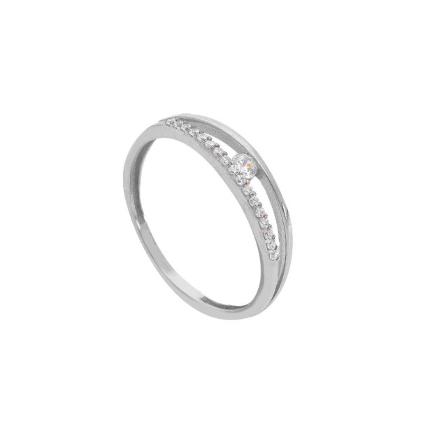 Anello in oro bianco 375/°°° e zirconia cubica