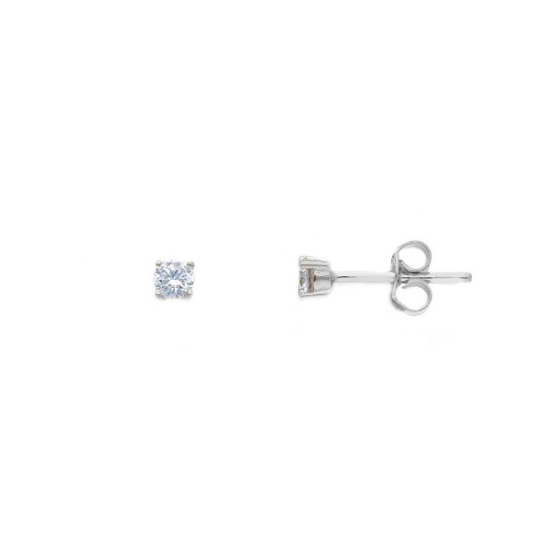 Orecchini punto luce in oro bianco 375/°°° e zirconia cubica