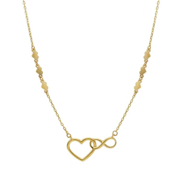 Girocollo in oro giallo 375/ooo con cuore e infinito