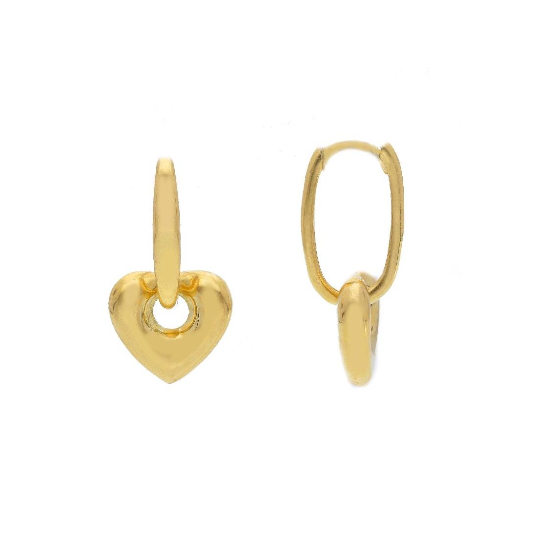 Orecchini pendenti in oro giallo 375/°°° con cuore