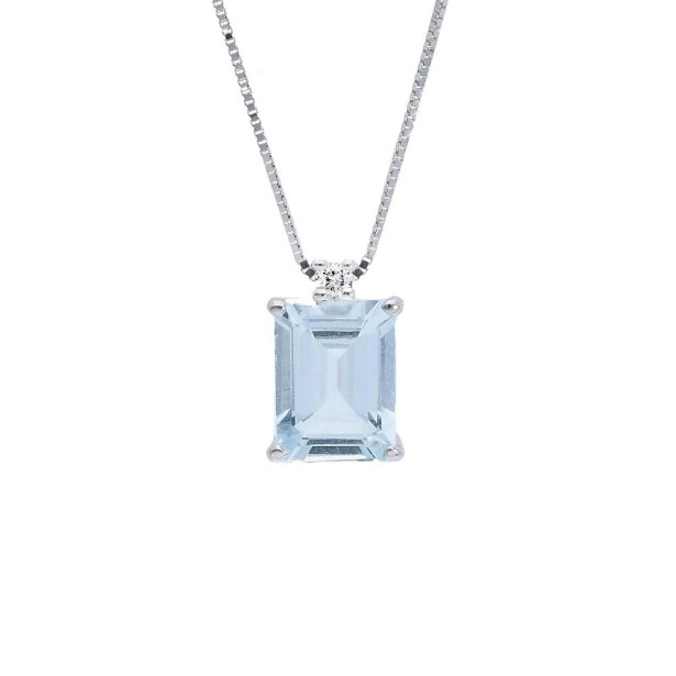 Girocollo in oro bianco 750/°°° diamante e acquamarina