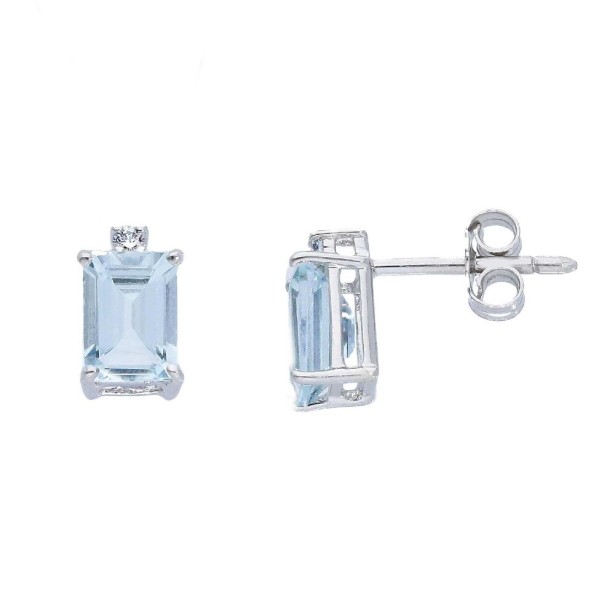 Orecchino lobo in oro bianco 750/°°° diamante e acquamarina