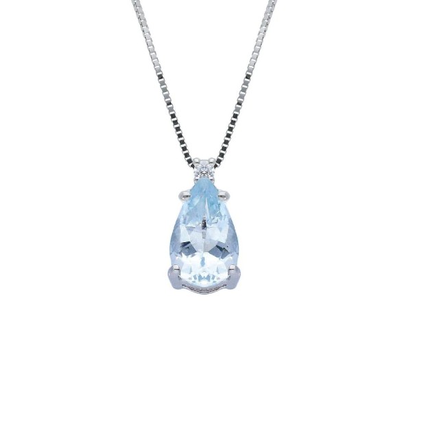 Girocollo in oro bianco 750/°°° diamante e acquamarina