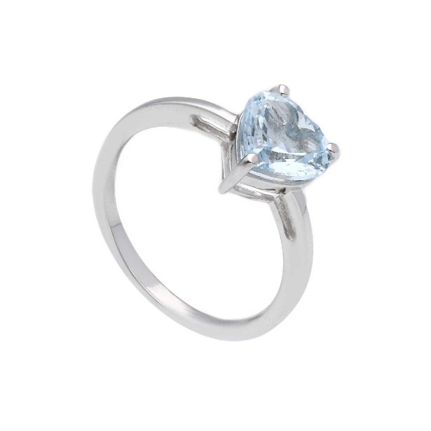 Anello in oro bianco 750/°°° e acquamarina