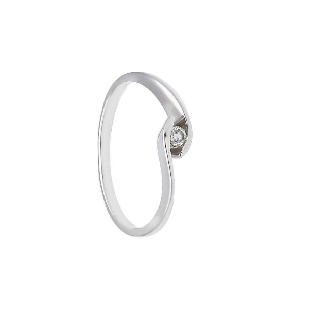 Anello solitario in oro bianco 375/°°° e diamante