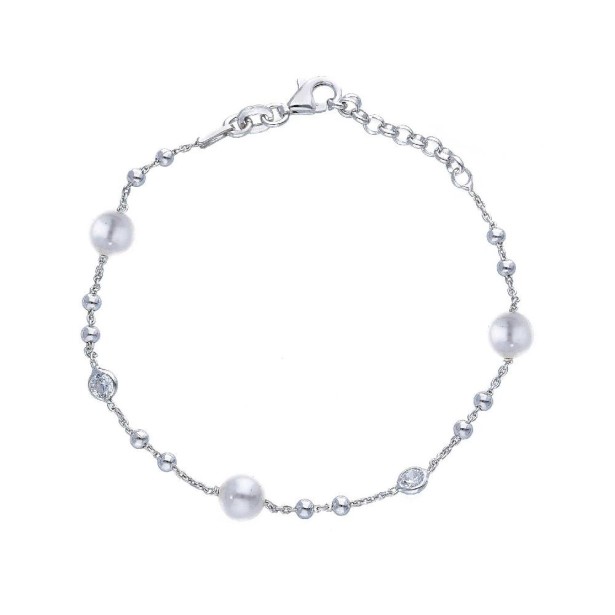 Bracciale in  argento 925/ooo zirconia cubica e perla