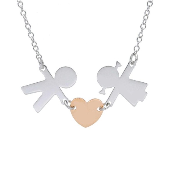 Girocollo in argento bicolore 925/ooo con bambini e cuore
