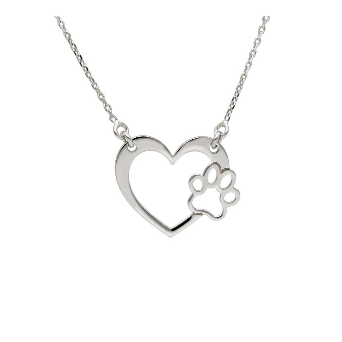 Girocollo in argento 925/ooo con cuore e zampa