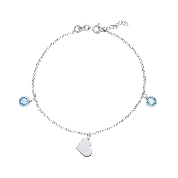 Bracciale in argento 925/ooo e cristallo artificiale azzurro con cuore