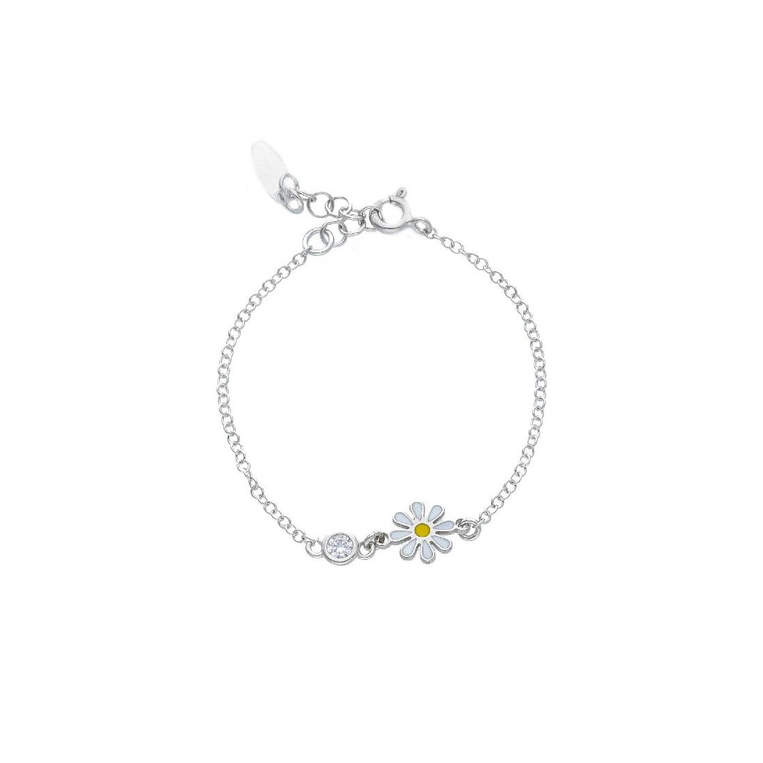 Bracciale in argento 925/ooo e zirconia cubica con margherita
