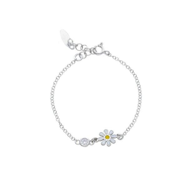 Bracciale in argento 925/ooo e zirconia cubica con margherita